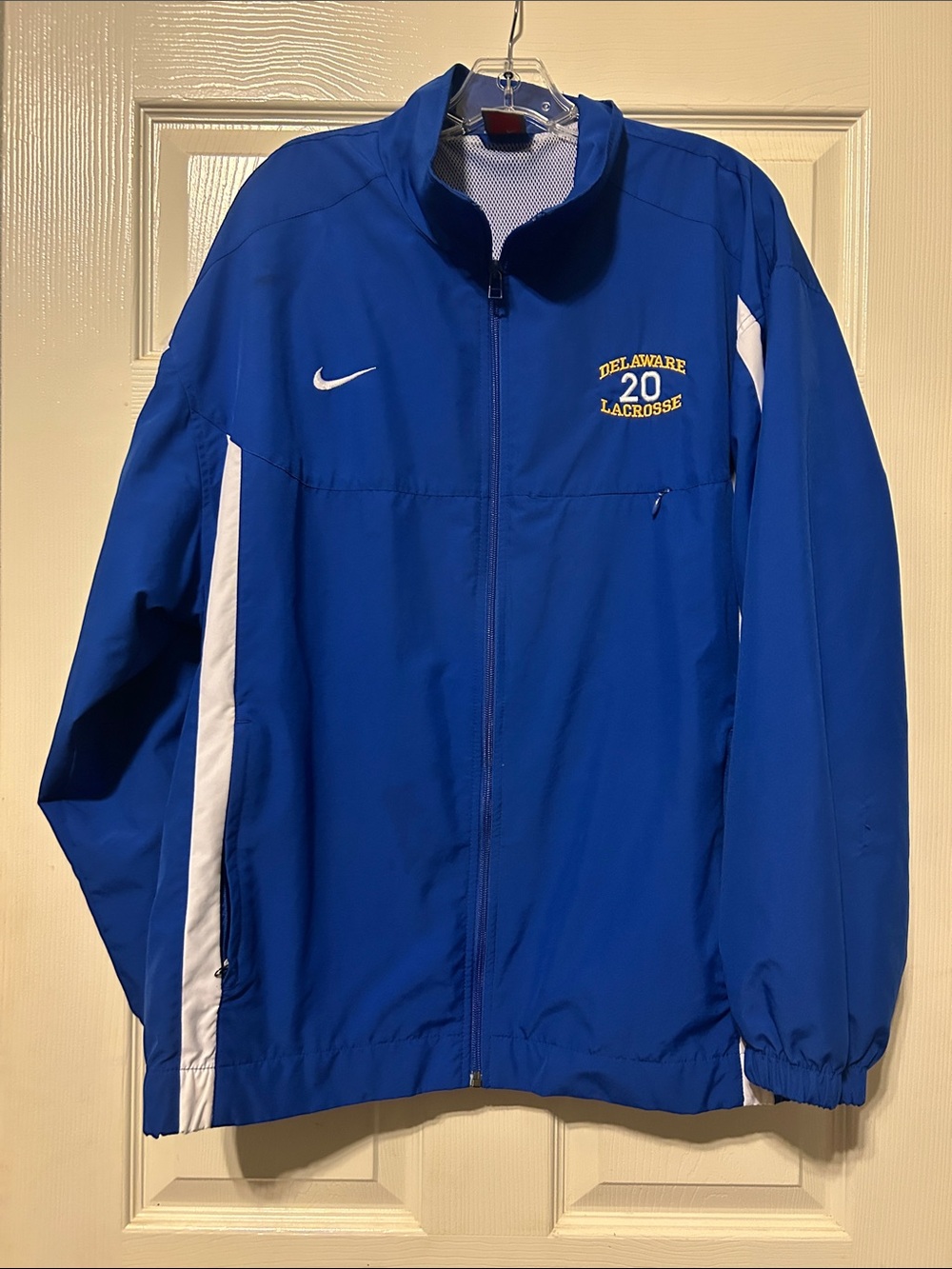 Nike Blue and White Full-Zip Lacrosse Windbreaker Large